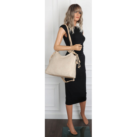Torebka damska shopper pojemna listonoszka na ramię torba MC599 Beżowa