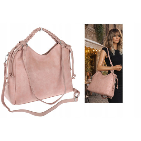 Torebka damska shopper pojemna listonoszka na ramię torba MC599 Różowa