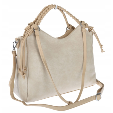 Torebka damska shopper pojemna listonoszka na ramię torba MC599 Beżowa