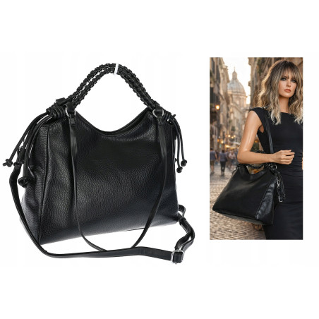 Torebka damska shopper pojemna listonoszka na ramię torba MC599 Czarna