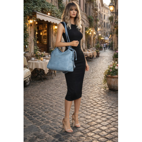 Torebka damska shopper pojemna listonoszka na ramię torba MC599 Niebieska