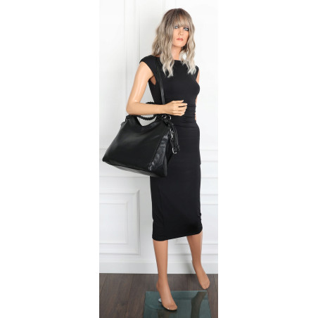 Torebka damska shopper pojemna listonoszka na ramię torba MC599 Czarna