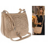 Torebka damska HERISSON pojemna ażurowa na ramię Listonoszka 15B322 Beżowa