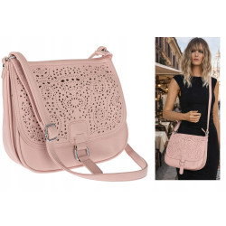 Torebka damska HERISSON pojemna ażurowa na ramię Listonoszka 15B322 Różowa