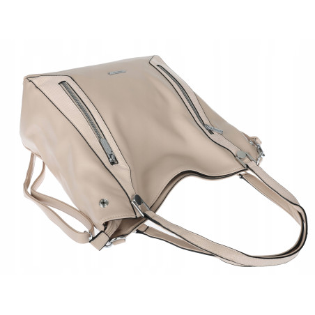Torebka Damska Listonoszka Worek Shopper Modna Torba na Ramię SR8257 Beżowa