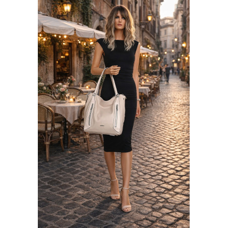 Torebka Damska Listonoszka Worek Shopper Modna Torba na Ramię SR8257 Beżowa