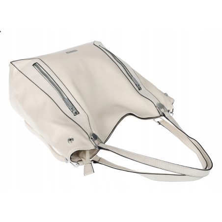 Torebka Damska Listonoszka Worek Shopper Modna Torba na Ramię SR8257 Beżowa