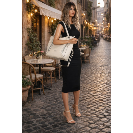 Torebka Damska Listonoszka Worek Shopper Modna Torba na Ramię SR8257 Beżowa