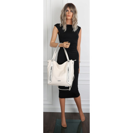 Torebka Damska Listonoszka Worek Shopper Modna Torba na Ramię SR8257 Beżowa