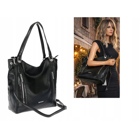 Torebka Damska Listonoszka Worek Shopper Modna Torba na Ramię SR8257 Czarna