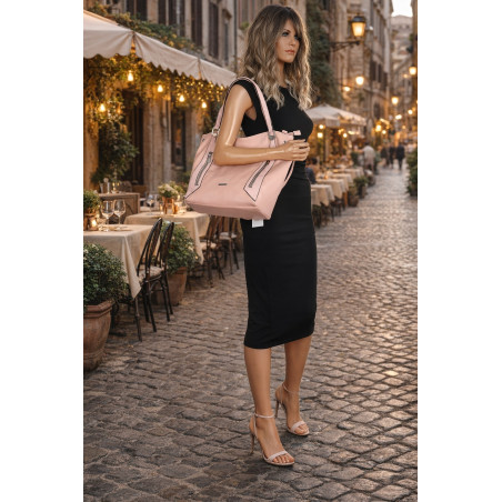 Torebka Damska Listonoszka Worek Shopper Modna Torba na Ramię SR8257 Różowa