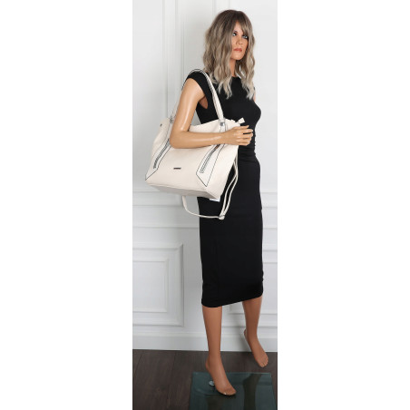 Torebka Damska Listonoszka Worek Shopper Modna Torba na Ramię SR8257 Beżowa