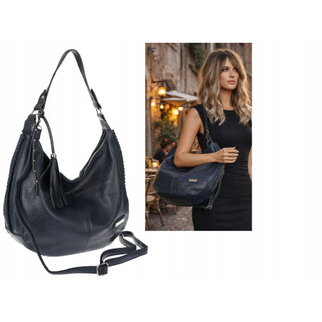 Torebka Damska Listonoszka Worek Shopper Torba na Ramię CH2214 Granatowa