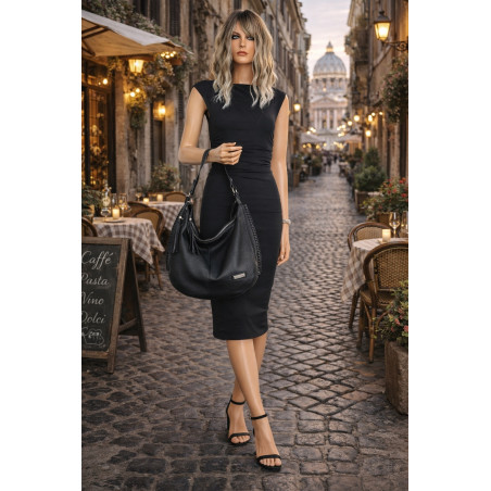 Torebka Damska Listonoszka Worek Shopper Modna Torba na Ramię CH2214 Czarna