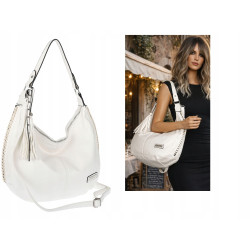 Torebka Damska Listonoszka Worek Shopper Modna Torba na Ramię CH2214 Biała