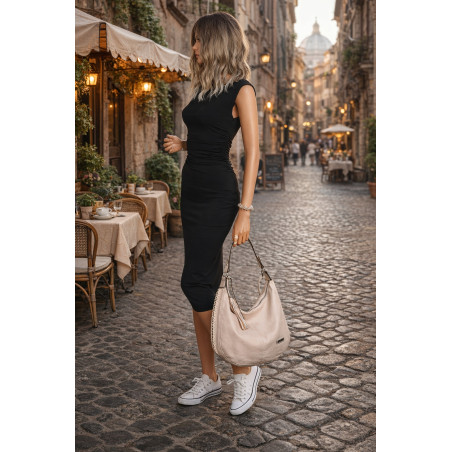 Torebka Damska Listonoszka Worek Shopper Modna Torba na Ramię CH2214 Beżowa