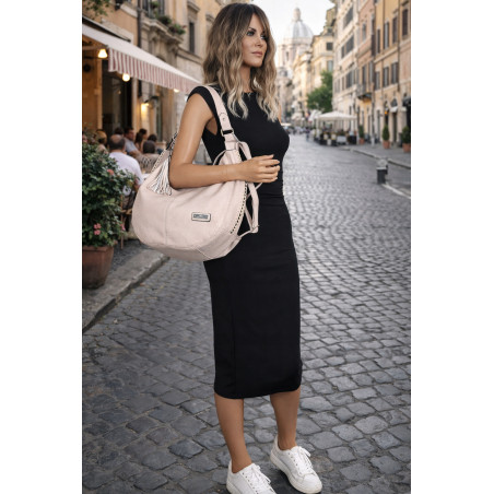 Torebka Damska Listonoszka Worek Shopper Modna Torba na Ramię CH2214 Beżowa