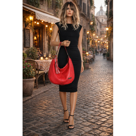 Torebka Damska Listonoszka Worek Shopper Torba na Ramię CH2214 Czerwona