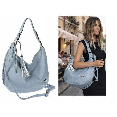Torebka Damska Listonoszka Worek Shopper Torba na Ramię CH2214 Niebieska
