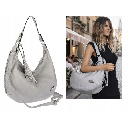 Torebka Damska Listonoszka Worek Shopper Modna Torba na Ramię CH2214 Szara