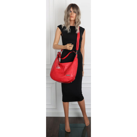 Torebka Damska Listonoszka Worek Shopper Torba na Ramię CH2214 Czerwona
