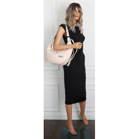 Torebka Damska Listonoszka Worek Shopper Modna Torba na Ramię CH2214 Beżowa