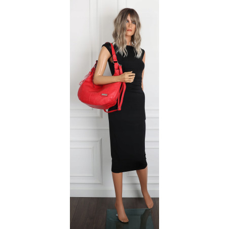 Torebka Damska Listonoszka Worek Shopper Torba na Ramię CH2214 Czerwona