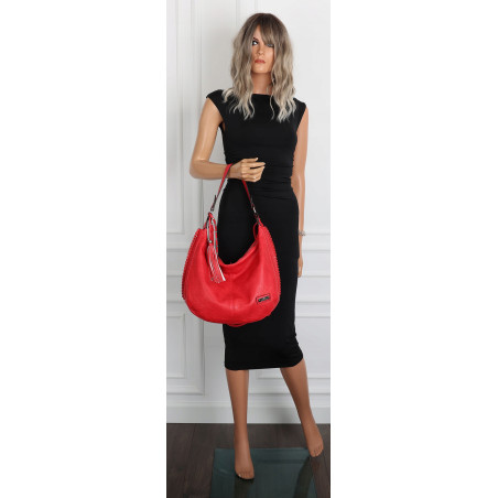 Torebka Damska Listonoszka Worek Shopper Torba na Ramię CH2214 Czerwona