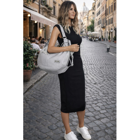 Torebka Damska Listonoszka Worek Shopper Modna Torba na Ramię CH2214 Szara