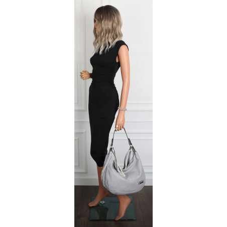 Torebka Damska Listonoszka Worek Shopper Modna Torba na Ramię CH2214 Szara