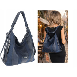 Torebka Damska Shopper Plecak Miejska 2w1 Worek na Ramię SR090 Granatowa