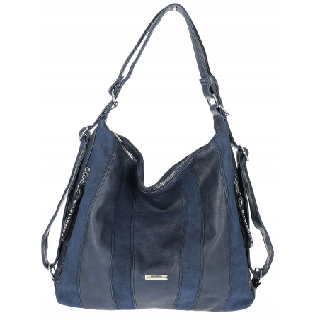 Torebka Damska Shopper Plecak Miejska 2w1 Worek na Ramię SR090 Granatowa