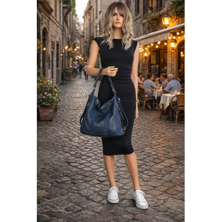 Torebka Damska Shopper Plecak Miejska 2w1 Worek na Ramię SR090 Granatowa