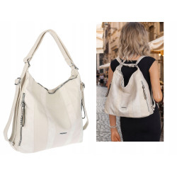 Torebka Damska Shopper Plecak Miejska 2w1 Worek Torba na Ramię SR090 Beżowa