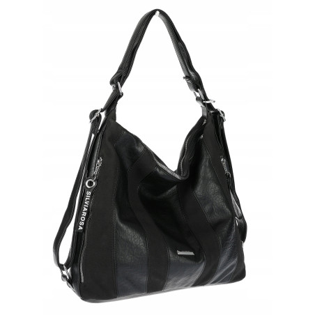 Torebka Damska Shopper Plecak Miejska 2w1 Worek Torba na Ramię SR090 Czarna