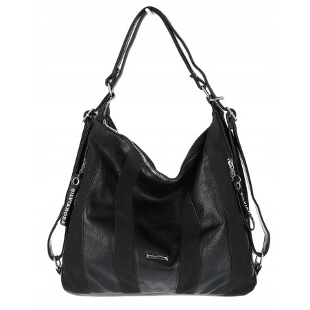 Torebka Damska Shopper Plecak Miejska 2w1 Worek Torba na Ramię SR090 Czarna