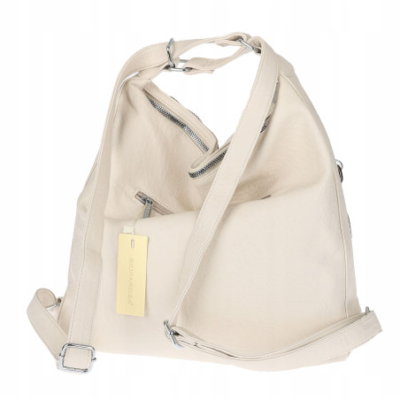 Torebka Damska Shopper Plecak Miejska 2w1 Worek Torba na Ramię SR090 Beżowa