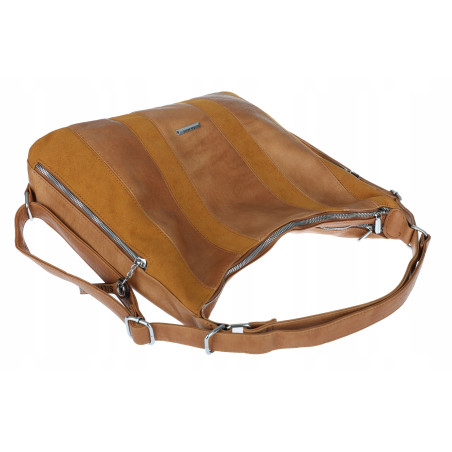 Torebka Damska Shopper Plecak Miejska 2w1 Worek na Ramię SR090 Brązowa