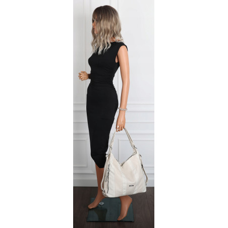 Torebka Damska Shopper Plecak Miejska 2w1 Worek Torba na Ramię SR090 Beżowa