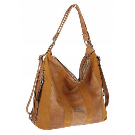 Torebka Damska Shopper Plecak Miejska 2w1 Worek na Ramię SR090 Brązowa