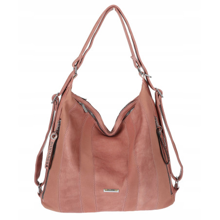 Torebka Damska Shopper Plecak Miejska 2w1 Worek Torba na Ramię SR090 Różowa