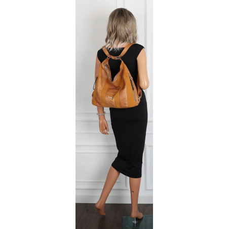 Torebka Damska Shopper Plecak Miejska 2w1 Worek na Ramię SR090 Brązowa