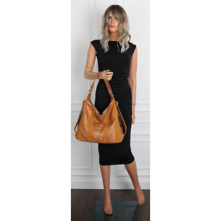 Torebka Damska Shopper Plecak Miejska 2w1 Worek na Ramię SR090 Brązowa