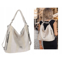 Torebka Damska Shopper Plecak Miejska 2w1 Worek Torba na Ramię SR090 Szara