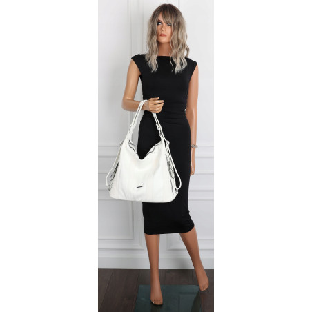 Torebka Damska Shopper Plecak Miejska 2w1 Worek Torba na Ramię SR090 Biała