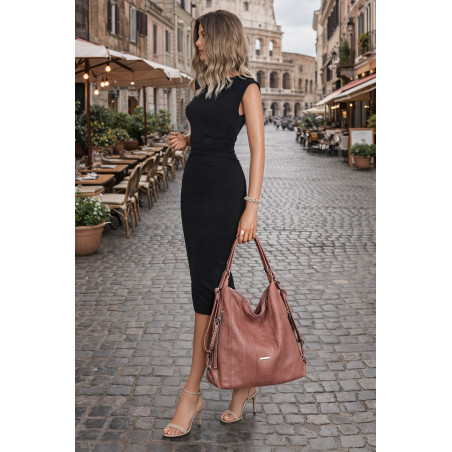 Torebka Damska Shopper Plecak Miejska 2w1 Worek Torba na Ramię SR090 Różowa