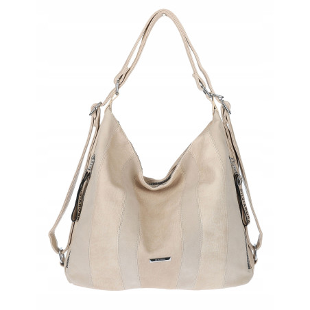 Torebka Damska Shopper Plecak Miejska 2w1 Worek Torba na Ramię SR090 Beżowa