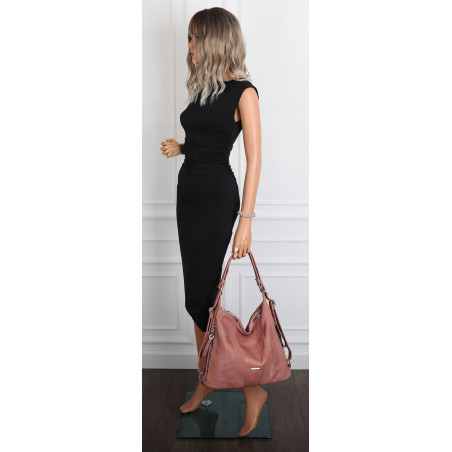 Torebka Damska Shopper Plecak Miejska 2w1 Worek Torba na Ramię SR090 Różowa