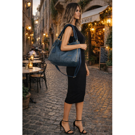 Torebka damska worek shopper pojemna miejska na ramię CH3368 Granatowa