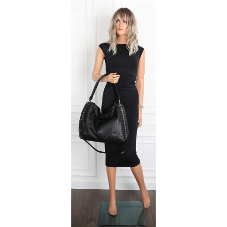 Torebka damska worek shopper pojemna miejska casual na ramię CH3368 Czarna